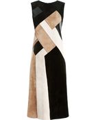 Derek Lam Wool Dress with Suede and Leather Insets - Lyst