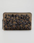 Lanvin Beaded Small Satin Zip Clutch Khaki Bag - Lyst