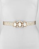 Oscar de la Renta Metallic Jeweled Buckle Belt - Lyst