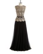 Tadashi Shoji Belted Lace Illusion Gown - Lyst