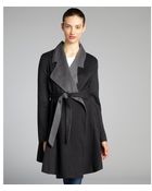 Dawn Levy Grey Cashwool Blend Two Tone Belted Coat - Lyst