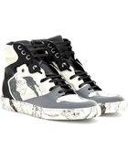 Balenciaga Leather and Suede Hightop Sneakers - Lyst