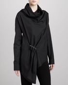 Donna Karan New York Cowlneck Pinned Top Black - Lyst