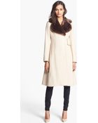 Kate Spade Briella Faux Fur Collar Coat - Lyst