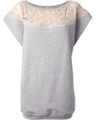 MSGM Lace Trim Sweatshirt Dress - Lyst