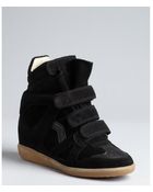 Isabel Marant Black Suede Hidden Wedge Sneakers - Lyst