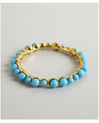 Kenneth Jay Lane Turquoise And Gold Stone Bangle - Lyst