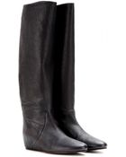 Lanvin Leather Concealed Wedge Boots - Lyst