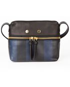 Tl-180 Navy Striped Leather Mini Zip Bag - Lyst