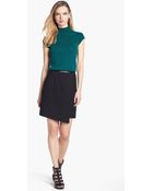 Vince Camuto Faux Leather Trim Envelope Skirt - Lyst