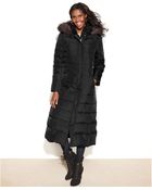 DKNY Faux Fur Trim Hooded Maxi Down Coat - Lyst