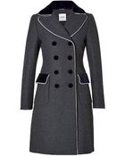 Moschino Wool Coat In Grey/White - Lyst