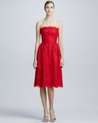 Ml Monique Lhuillier Strapless Lace Cocktail Dress - Lyst