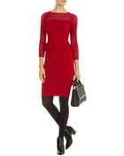 Karen Millen Peplum Mesh Knit Dress - Lyst