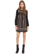 RED Valentino Embroidered Ribbon Long Sleeve Dress - Lyst
