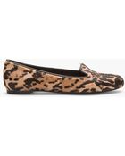 Alexander McQueen Tan Leopard Print Calf-hair Slippers - Lyst