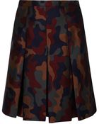 Christopher Kane Burgundy Camouflage Silk Box Pleat Skirt - Lyst