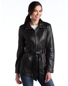 Ellen Tracy Mini Trench Leather Jacket - Lyst