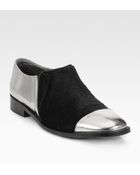 Marni Metallic Leather Calf Hair Loafers - Lyst