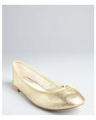 Repetto Gold Grained Leather Bow Detail Ballet Flat - Lyst