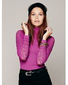 Free People Womens Rib And Lace Turtleneck - Lyst