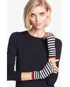 Autumn Cashmere Stripe Fingerless Cashmere Gloves - Lyst