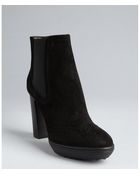 Tod's Black Suede Wingtip Toe Ankle Boots - Lyst