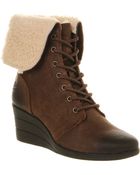Ugg Zea Shearling Wedge Lace Up Boot - Lyst