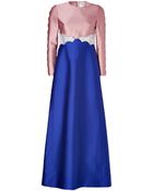 Valentino Colorblock Evening Gown In Rose/China Blue - Lyst