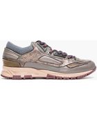Lanvin Grey Leather Metallic_trimmed Trainers - Lyst