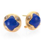 Mija Lapis Lazuli White Sapphire Button Earrings - Lyst