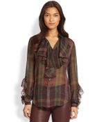 Ralph Lauren Blue Label Farina Silk Chiffon Blouse - Lyst