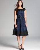 Tadashi Shoji Laceprint Belted Dress Cap Sleeve - Lyst
