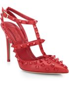 Valentino Rockstud Leather Slingback Pumps - Lyst