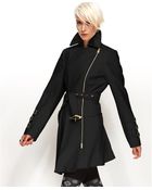 Bebe Coat Asymmetrical Belted Trench Coat - Lyst