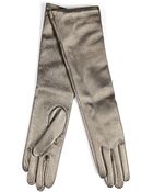 Jil Sander Leather Long Gloves in Gunmetal - Lyst