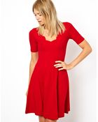Asos Skater Dress with Scallop Detail - Lyst