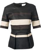 3.1 Phillip Lim Striped Peplum Top - Lyst
