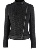 Karen Millen Mixed Quilted Biker Jacket - Lyst