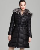Dawn Levy Down Coat Belted Fur Collar Hood - Lyst