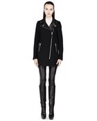Mackage Phylis Biker Black Wool Coat with Leather Collar - Lyst