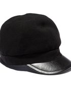 Vince Camuto Wool Cap W Faux Leather Brim - Lyst
