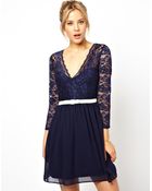 Asos 34 Sleeve Lace Scallop Skater Dress - Lyst