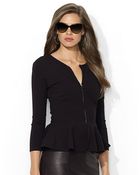 Lauren by Ralph Lauren Petite Fullzip Peplum Top - Lyst