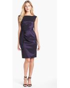 Maggy London Side Drape Taffeta Sheath Dress - Lyst