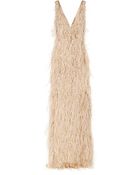Oscar de la Renta Feather and Crystal-embellished Tulle Gown - Lyst