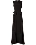 Elie Saab Silk Gown With Peplum Waist In Black - Lyst