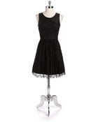 Jessica Simpson Lace And Faux Leather Party Dress - Lyst