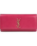 Saint Laurent Cassandre Leather Clutch Bag - Lyst