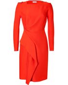 Vionnet Silk Blend Draped Dress In Coral - Lyst